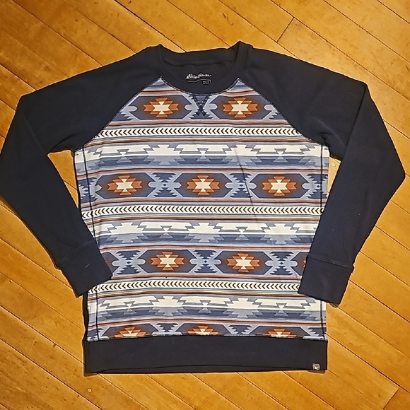 Eddie Bauer women's Navy Aztec Patterned Sweater - Picture 1 of 4